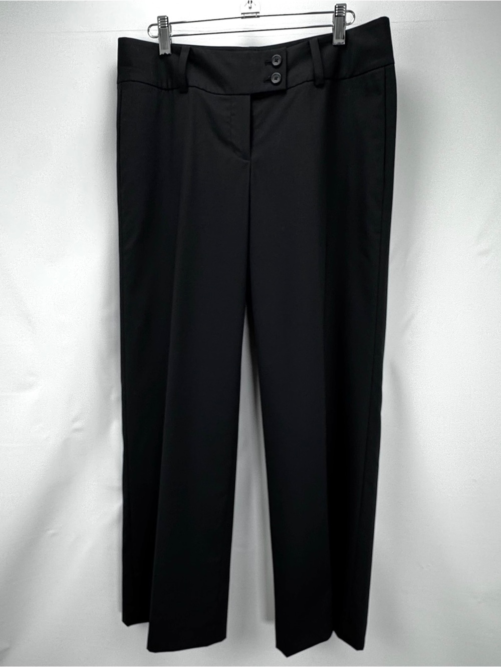 Lands' End Black Straight-Leg Wool Dress Trousers